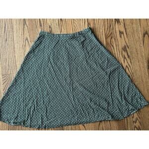 J Jill Green Floral Print Rayon A-Line Lightweight Comfortable Skirt Sz M